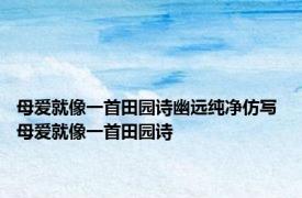 母爱就像一首田园诗幽远纯净仿写 母爱就像一首田园诗 