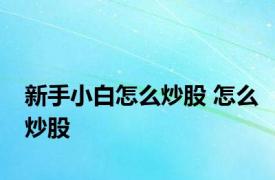 新手小白怎么炒股 怎么炒股 