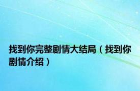 找到你完整剧情大结局（找到你剧情介绍）