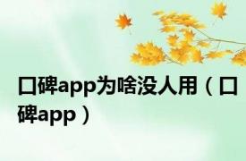 口碑app为啥没人用（口碑app）