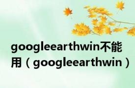 googleearthwin不能用（googleearthwin）