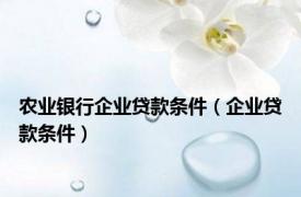 农业银行企业贷款条件（企业贷款条件）