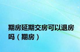 期房延期交房可以退房吗（期房）