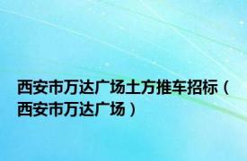 西安市万达广场土方推车招标（西安市万达广场）