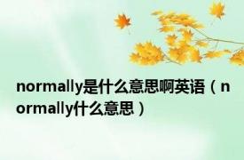 normally是什么意思啊英语（normally什么意思）