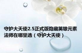 守护大天使2.5正式版隐藏英雄元素法师在哪里选（守护大天使）