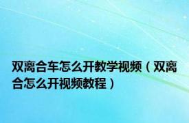 双离合车怎么开教学视频（双离合怎么开视频教程）