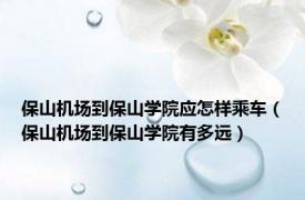 保山机场到保山学院应怎样乘车（保山机场到保山学院有多远）