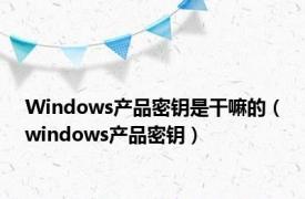 Windows产品密钥是干嘛的（windows产品密钥）