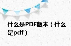 什么是PDF版本（什么是pdf）