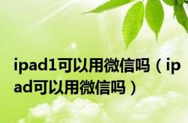 ipad1可以用微信吗（ipad可以用微信吗）