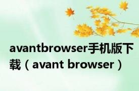 avantbrowser手机版下载（avant browser）