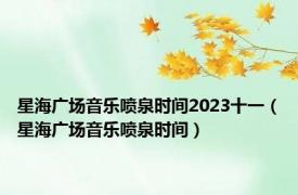 星海广场音乐喷泉时间2023十一（星海广场音乐喷泉时间）