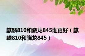 麒麟810和骁龙845谁更好（麒麟810和骁龙845）