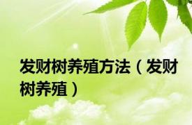 发财树养殖方法（发财树养殖）