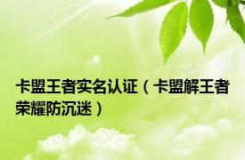 卡盟王者实名认证（卡盟解王者荣耀防沉迷）