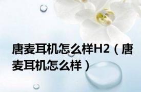 唐麦耳机怎么样H2（唐麦耳机怎么样）