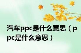 汽车ppc是什么意思（ppc是什么意思）