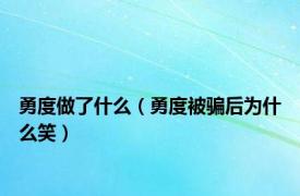 勇度做了什么（勇度被骗后为什么笑）