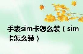 手表sim卡怎么装（sim卡怎么装）