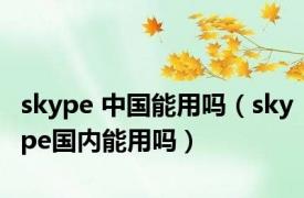 skype 中国能用吗（skype国内能用吗）