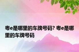 粤e是哪里的车牌号码? 粤e是哪里的车牌号码 