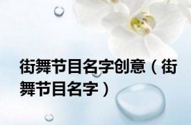 街舞节目名字创意（街舞节目名字）