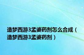 造梦西游3孟婆药剂怎么合成（造梦西游3孟婆药剂）