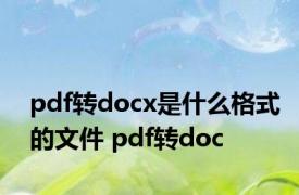 pdf转docx是什么格式的文件 pdf转doc 