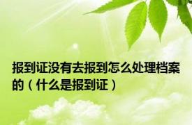 报到证没有去报到怎么处理档案的（什么是报到证）