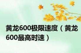 黄龙600极限速度（黄龙600最高时速）