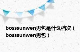 bosssunwen男包是什么档次（bosssunwen男包）