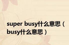 super busy什么意思（busy什么意思）