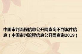 中国审判流程信息公开网查询不到案件信息（中国审判流程信息公开网查询2019）