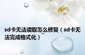 sd卡无法读取怎么修复（sd卡无法完成格式化）