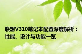 联想V310笔记本配置深度解析：性能、设计与功能一览